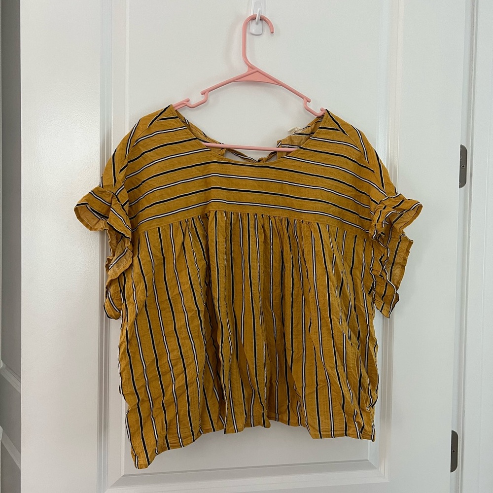Navy and Yellow Blouse
